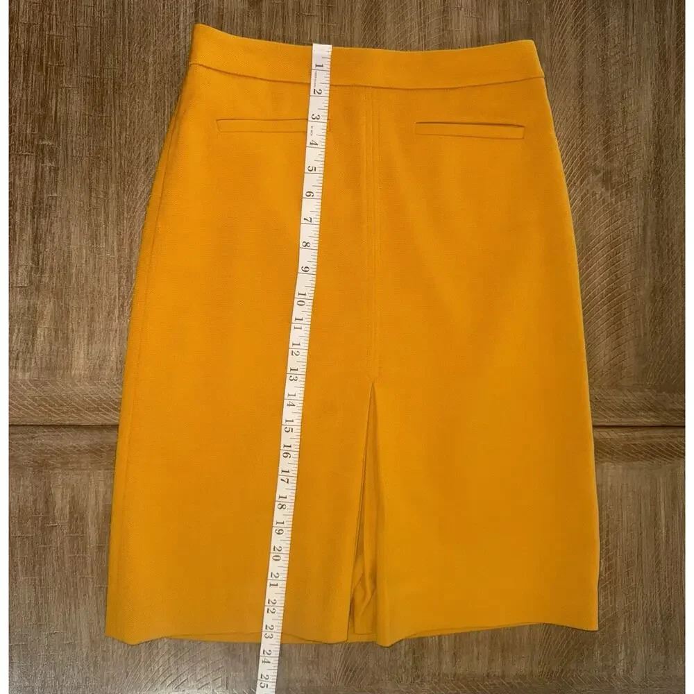 Ann Taylor Loft Mustard Yellow Knee Length Pleated Front Pencil Skirt Size 0